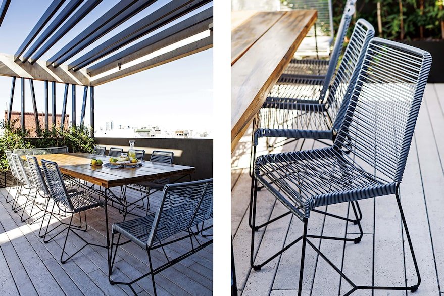 sillas y mesas increa diseño exclusivo resistente hierro y soga